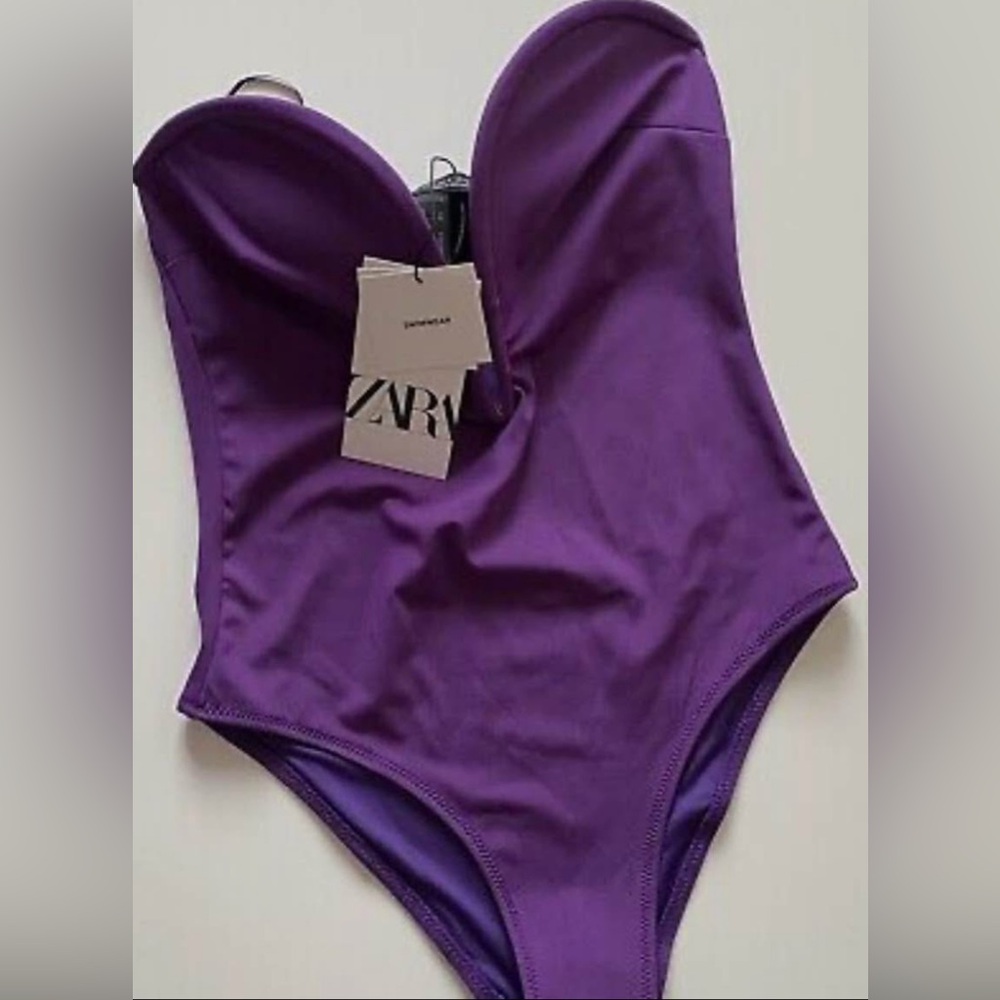 Zara: Purple One Piece Swimsuit